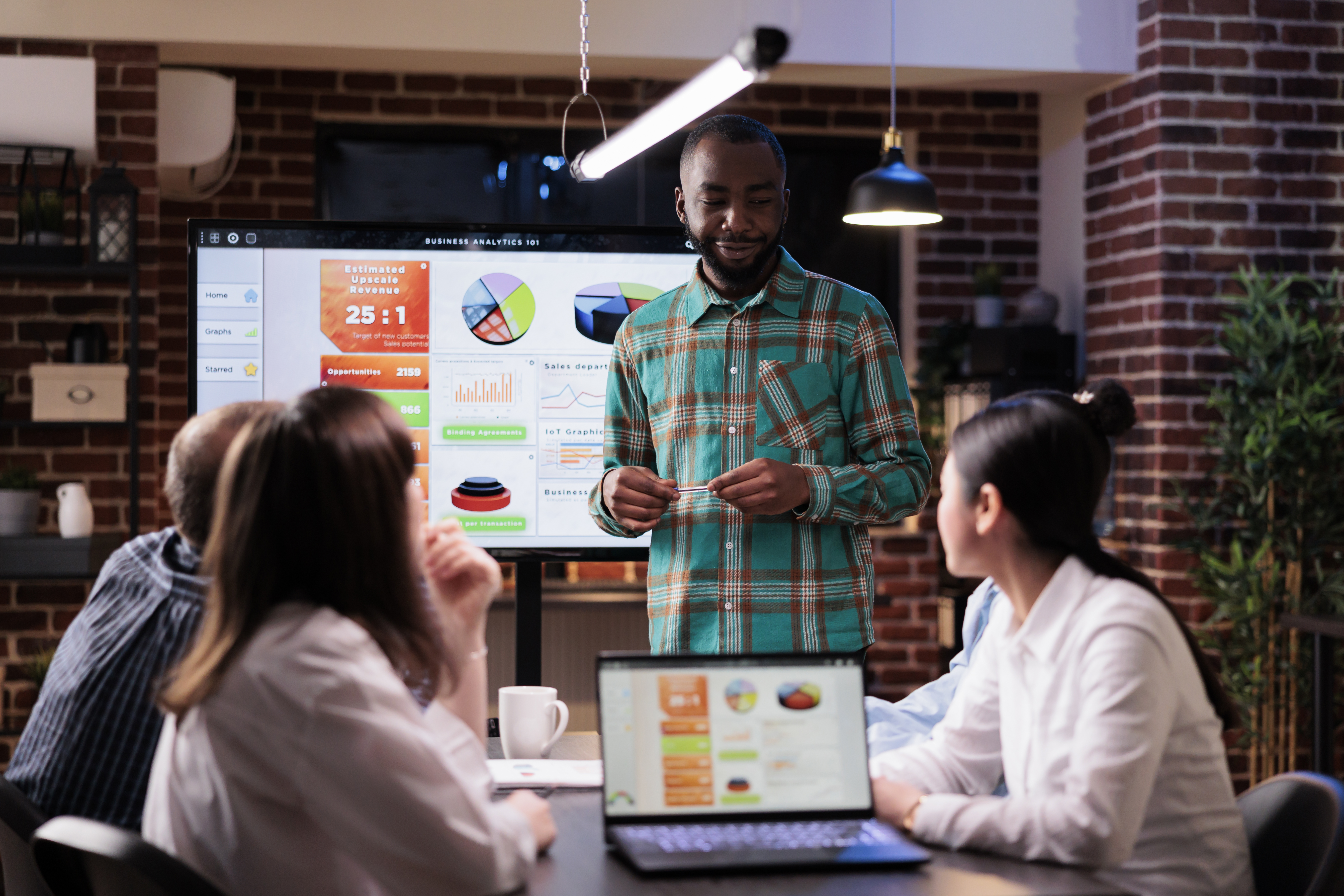 Startup team collaborating on growth strategy